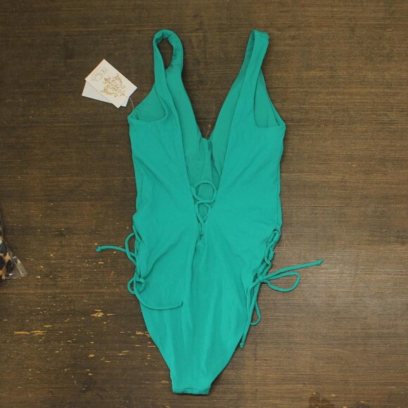 NWT Becca Womens Standard Modern Edge High-Leg One Piece Swimsuit Peacock Blue L - Picture 5 of 8